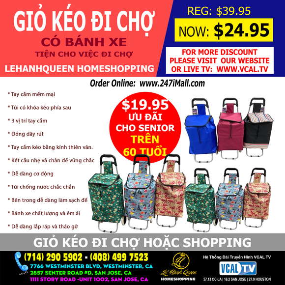 Giỏ kéo đi chợ \ Giỏ xách đi chợ - TECTRON supermarket bag with wheeler