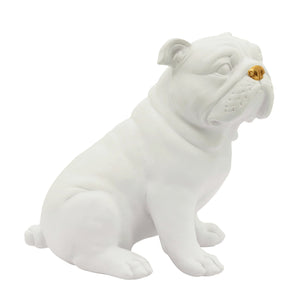 Resin, 9"H Gold Nose Dog, White
