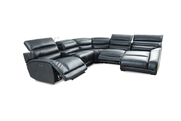 Luxury Italian Leather Sectional with Power & Head Recliners