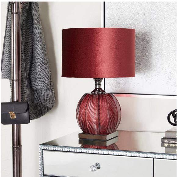 Red Velvet Glam Table Lamp