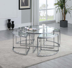 LEIRA  5 Piece Nesting Cocktail Table Set in Steel & Glass