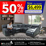 Luxury Italian Leather Sectional with Power & Head Recliners